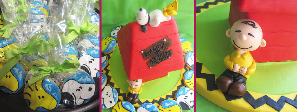 Charlie Brown Cake with Snoopy's House and Sugar Cookies to match